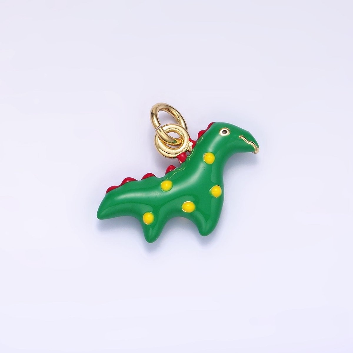 24K Gold Filled Green Jurassic Dinosaur Enamel Mini Charm | C879