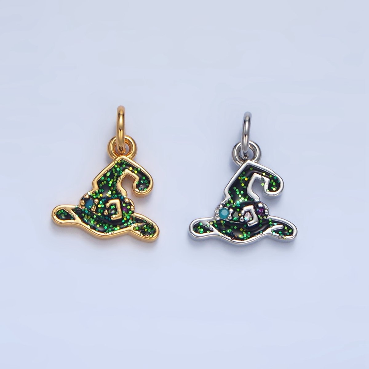 24K Gold Filled Halloween Black Witch Hat Charm in Gold & Silver | X621
