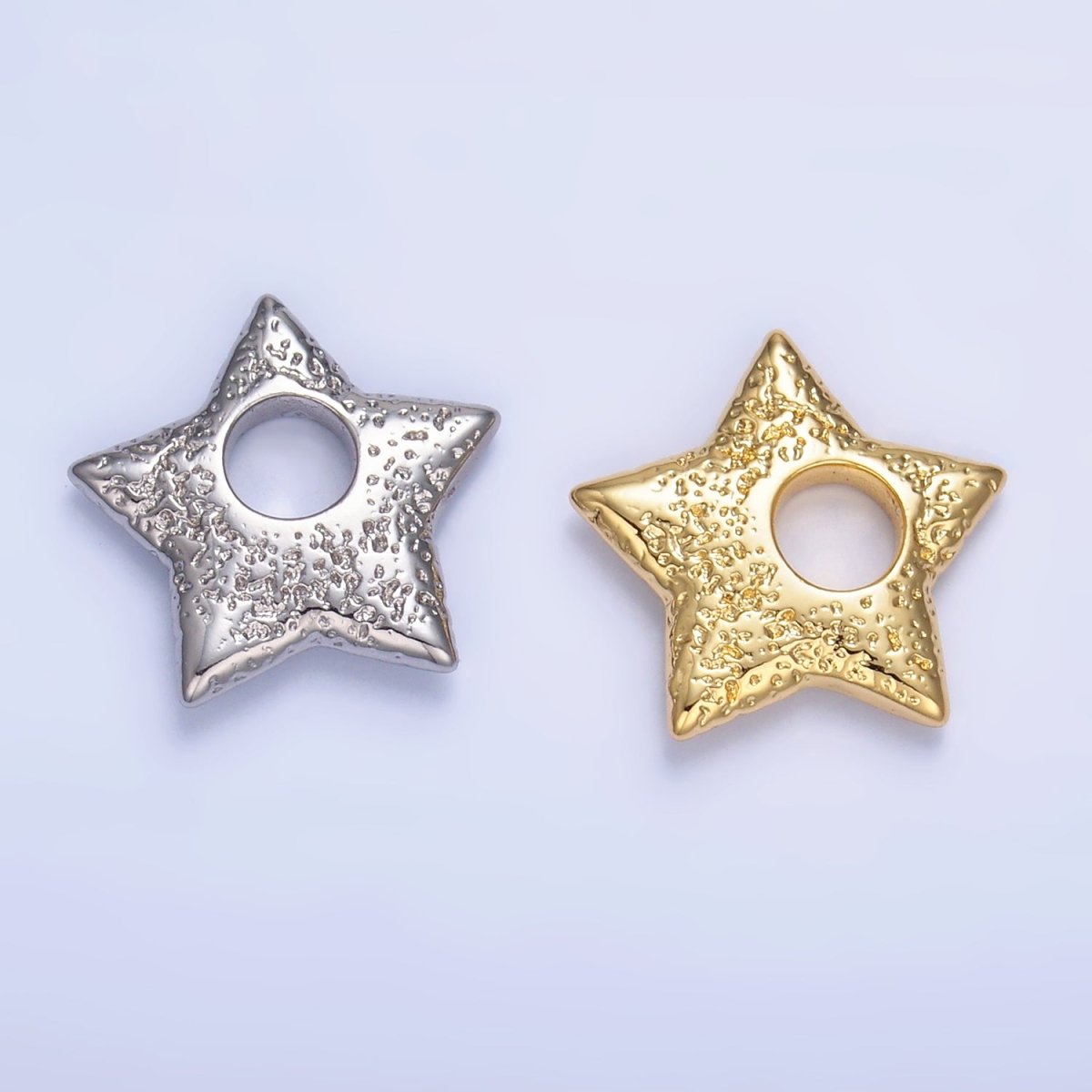 24K Gold Filled Hammered Celestial Star Pendant in Gold & Silver | B629
