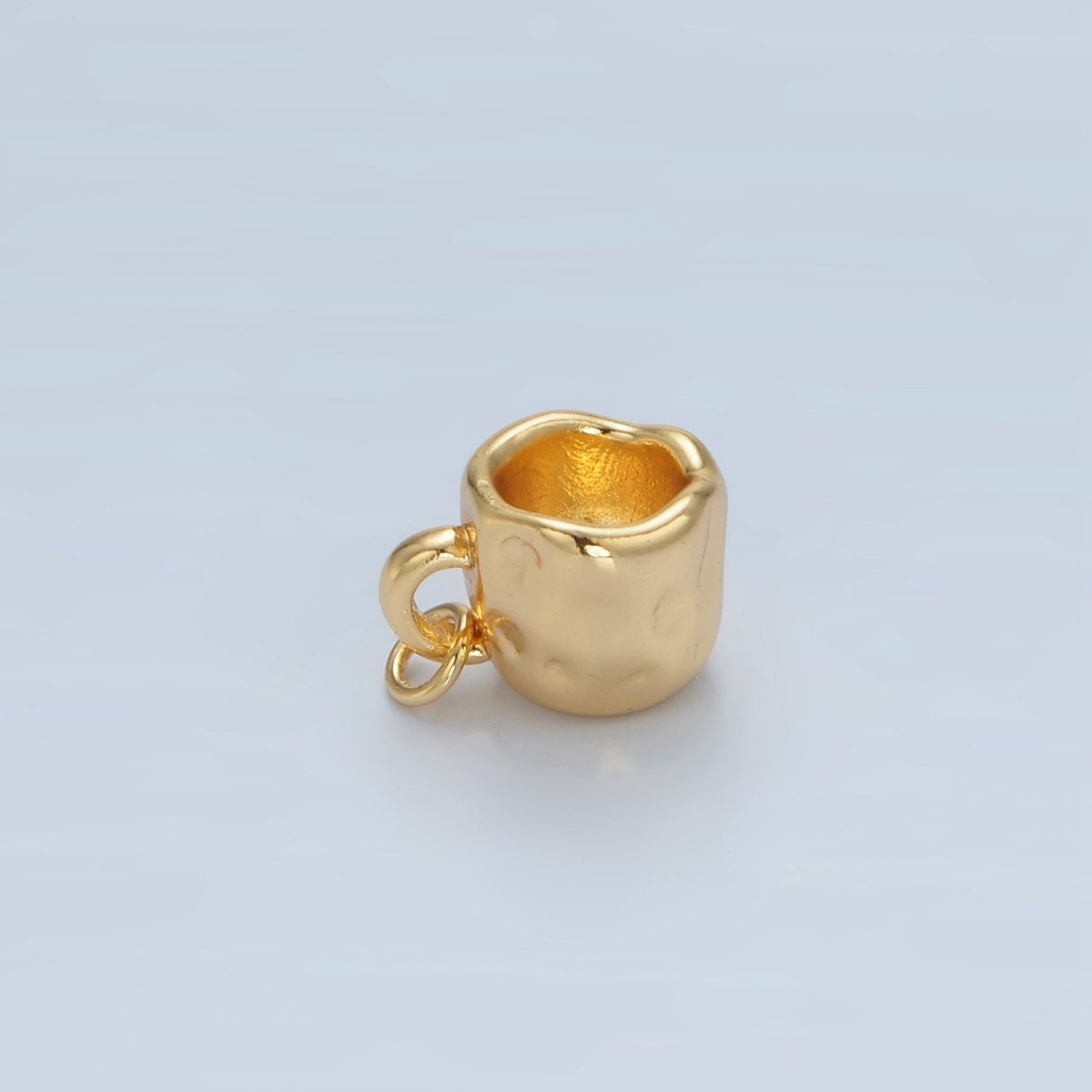 24k Gold Filled Multidimensional Hammered Coffee Mug Charm | AG904