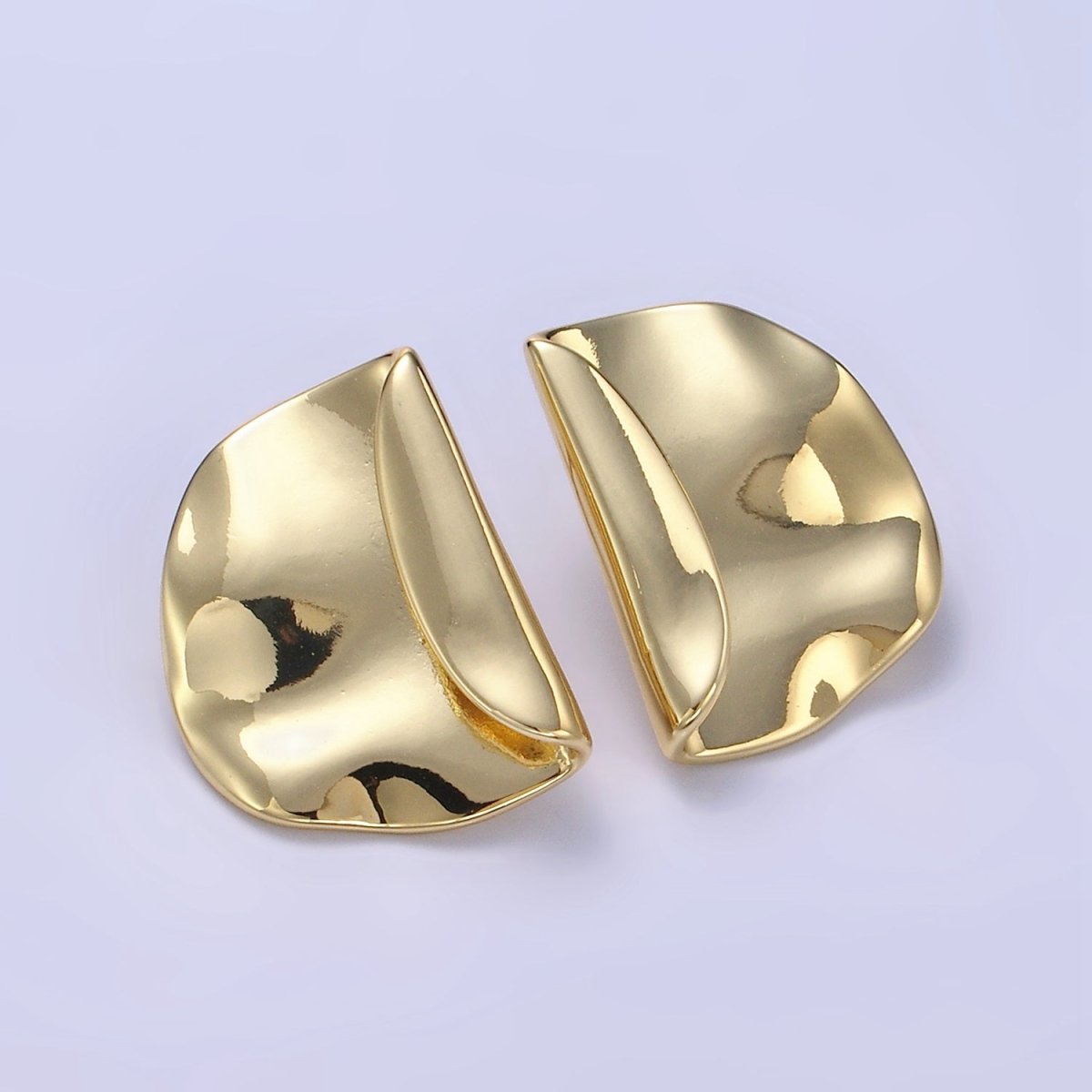 24K Gold Filled Minimalist Hammered Foil Stud Earrings Set in Gold & Silver | T345 T346