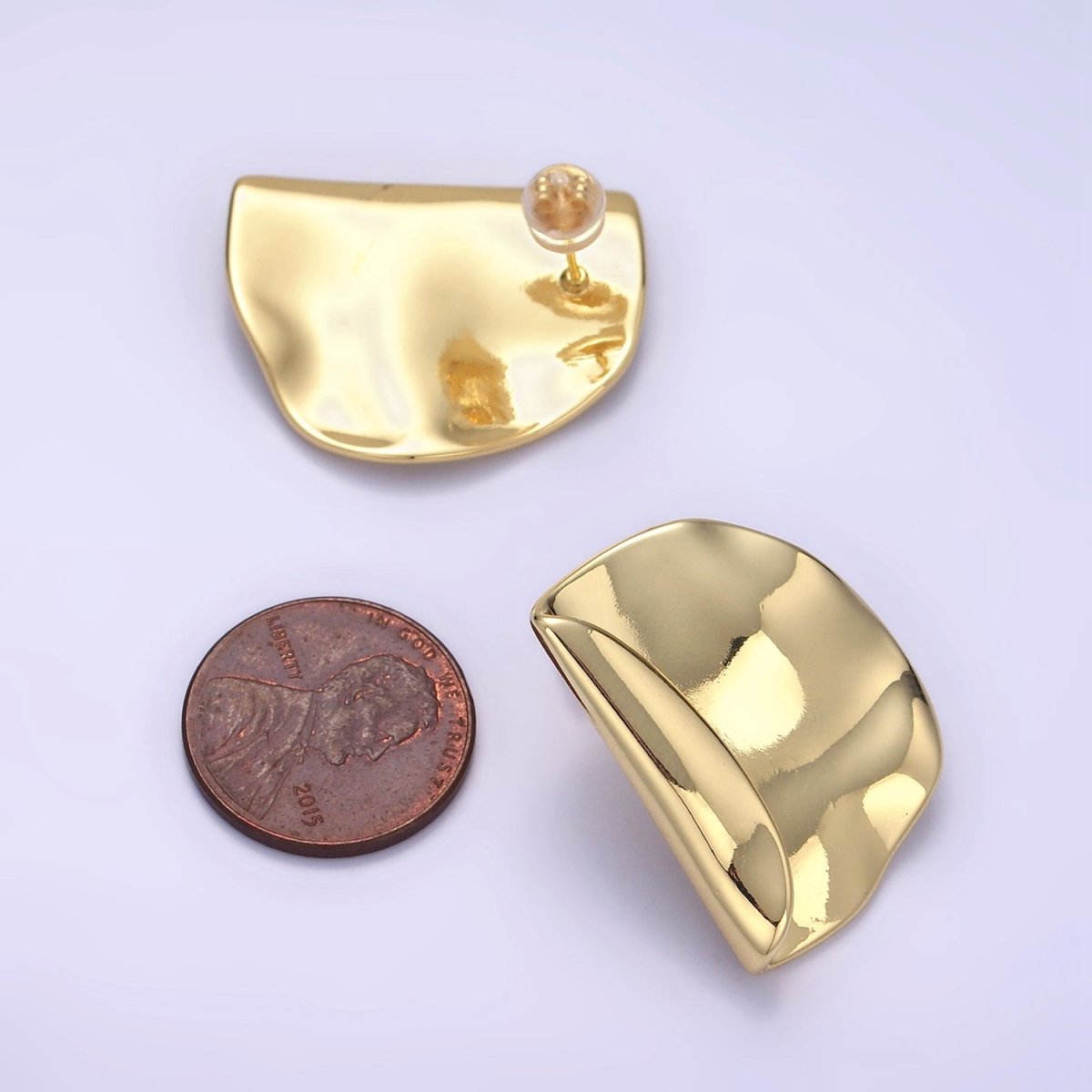 24K Gold Filled Minimalist Hammered Foil Stud Earrings Set in Gold & Silver | T345 T346