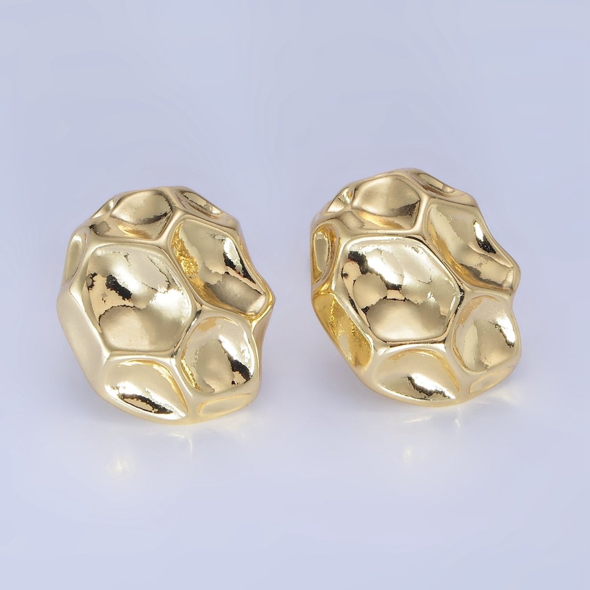 24K Gold Filled Hammered Geometric Minimalist Stud Earrings | P120