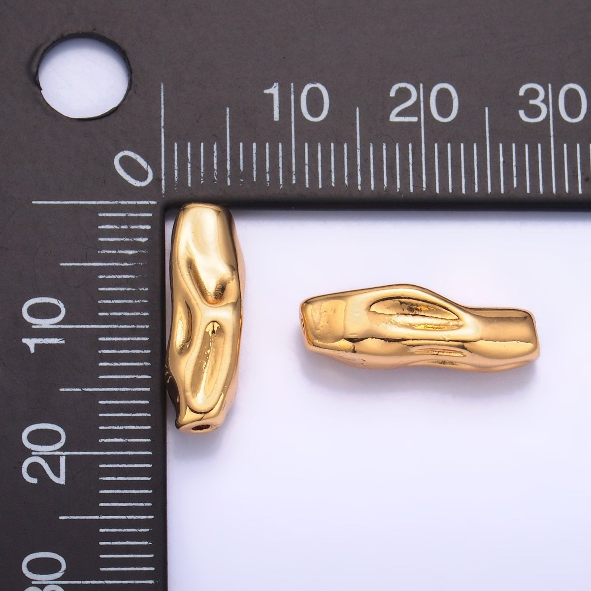 24K Gold Filled Hammered Molten Tube Bead | B165