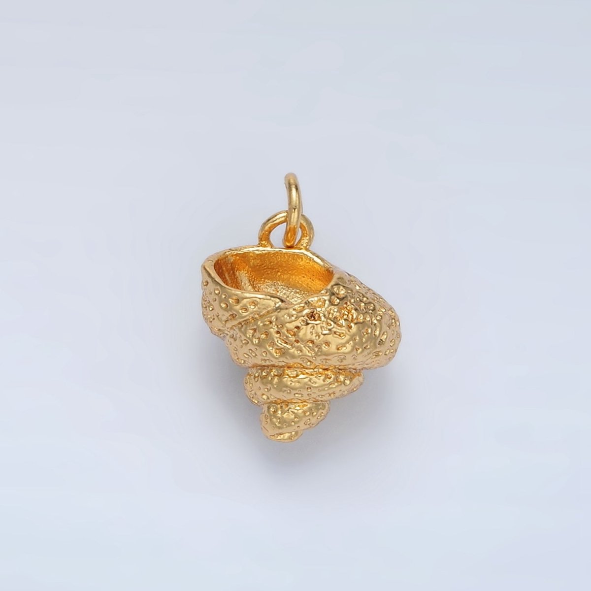 24K Gold Filled Hammered Textured Clam Sea Shell Charm | AC150