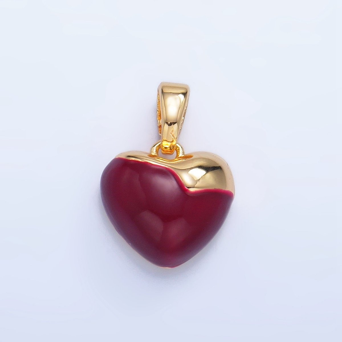 24K Gold Filled Heart Apple Red Enamel Pendant | AA1023