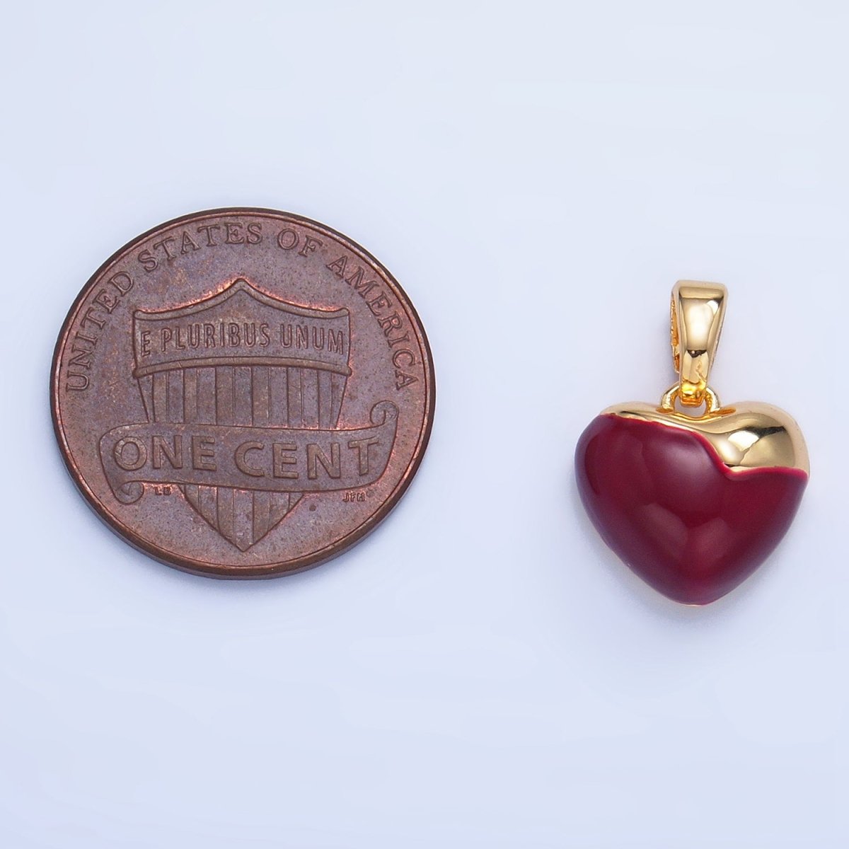 24K Gold Filled Heart Apple Red Enamel Pendant | AA1023