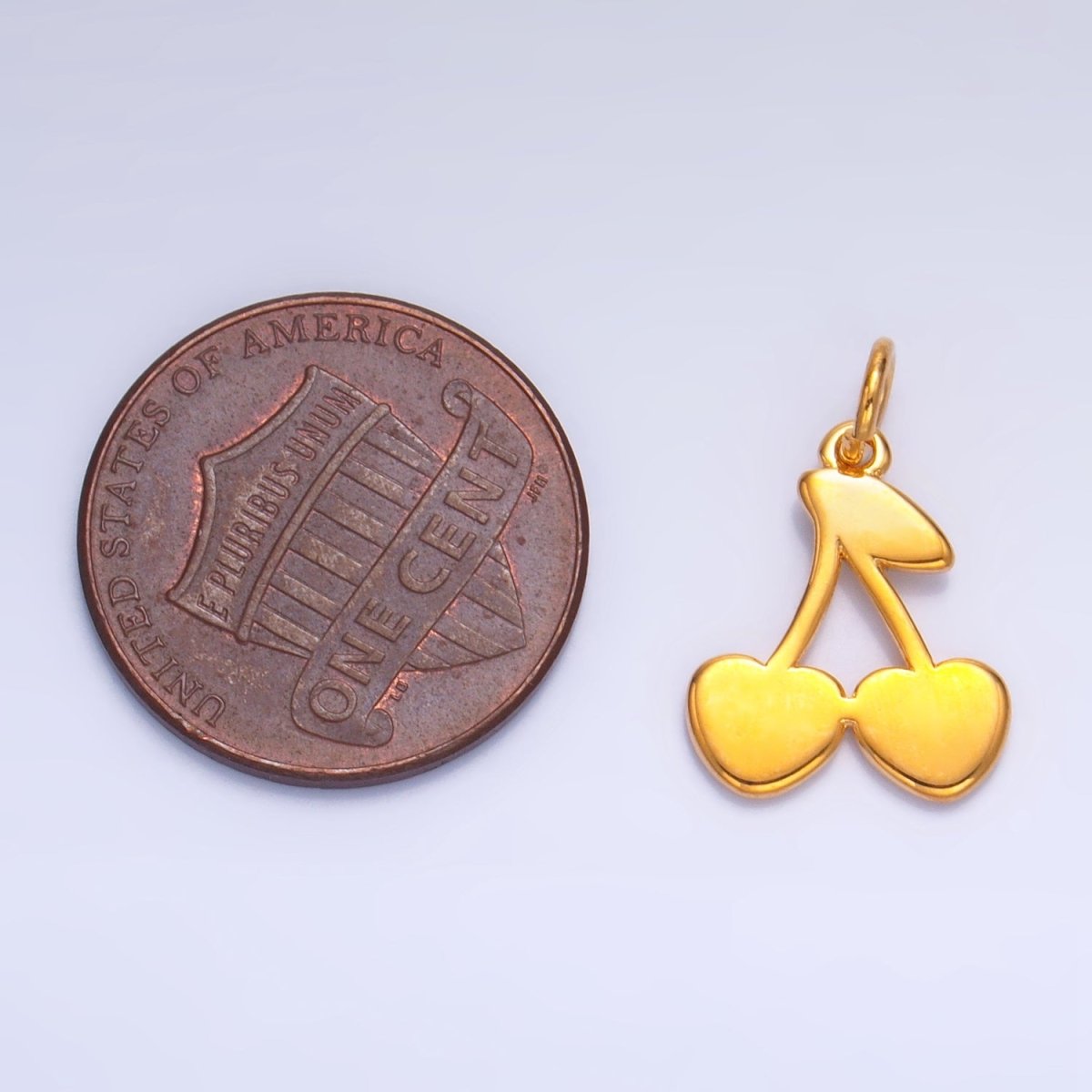 24K Gold Filled Heart Cherry Fruit Minimalist Charm | W065