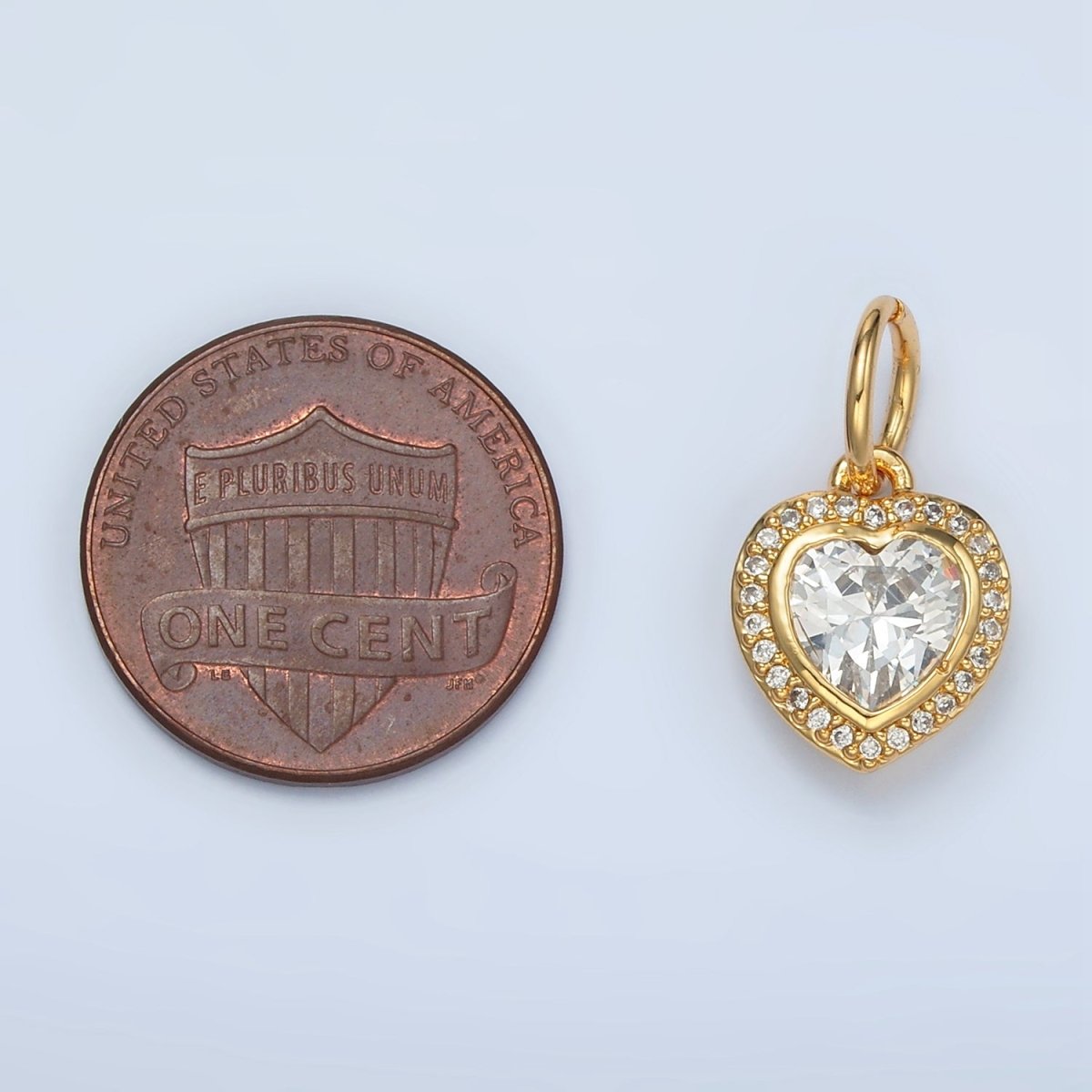 24K Gold Filled Heart Clear CZ Micro Paved Charm in Gold & Silver | AG859