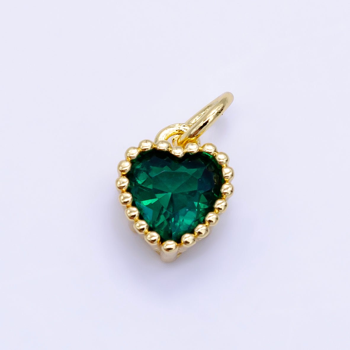 24K Gold Filled Heart CZ Dotted Mini Charm | E043 - E046