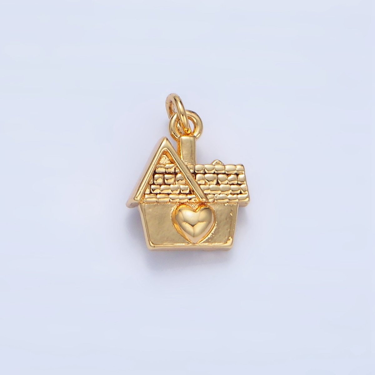 24K Gold Filled Heart CZ House Home Mini Double Sided Multidimensional Charm | X853