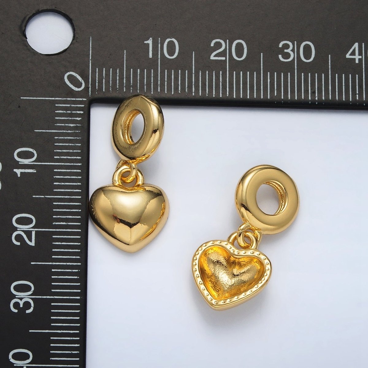 24K Gold Filled Heart Minimalist Dome Rhondelle Bail Drop Pendant | AC098