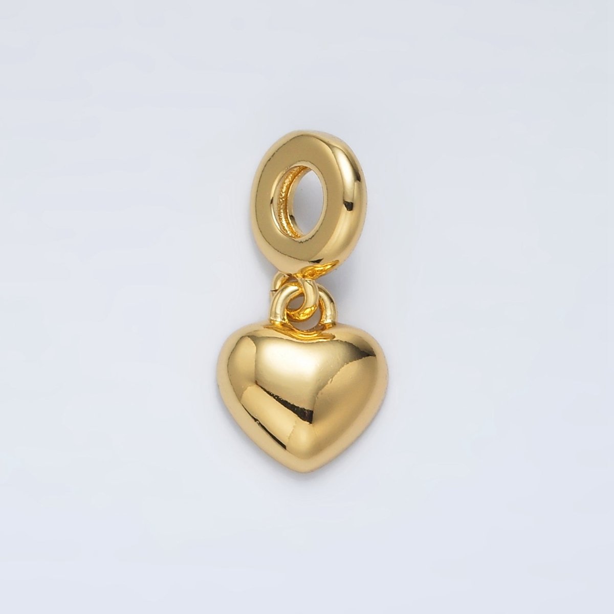 24K Gold Filled Heart Minimalist Dome Rhondelle Bail Drop Pendant | AC098