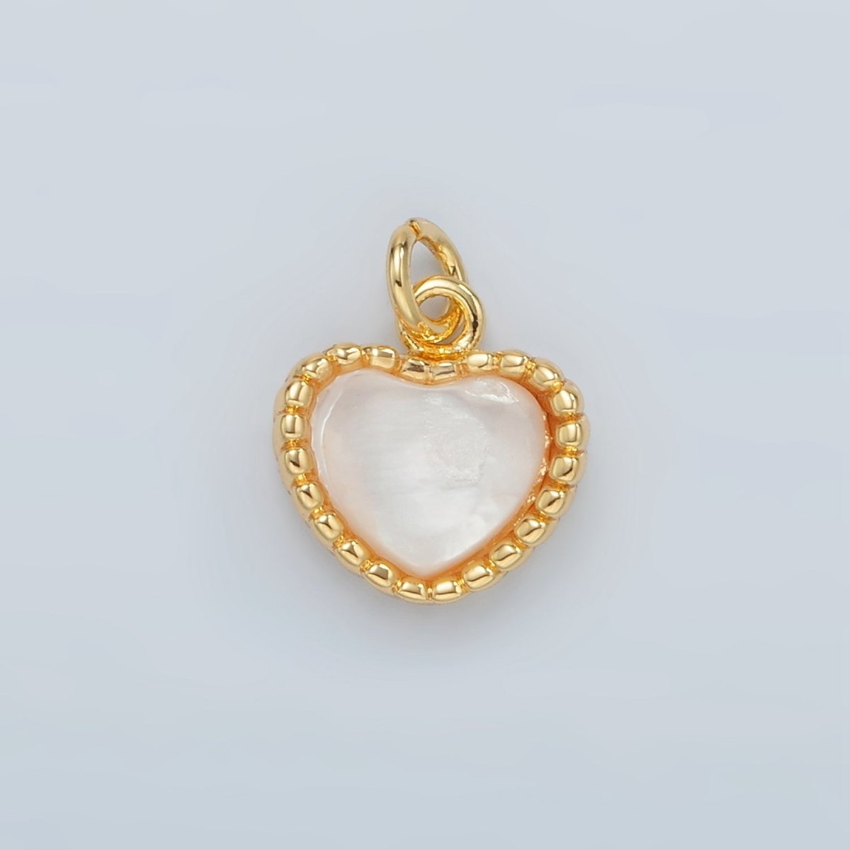 24K Gold Filled Heart Shell Pearl Dotted Bezel Pendant | D669