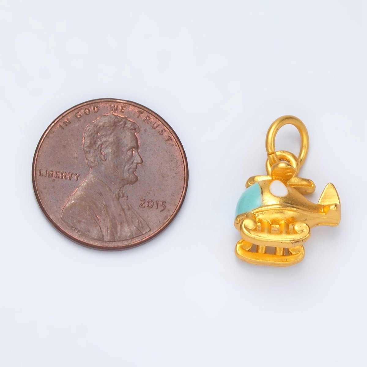 24K Gold Filled Helicopter Travel Enamel Mini Charm | M153