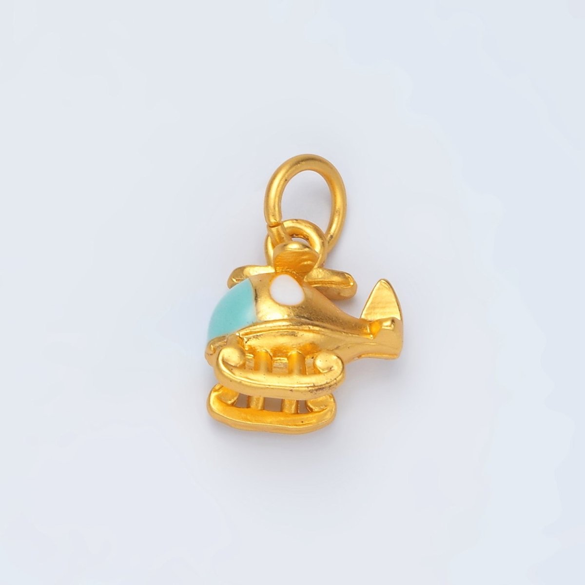 24K Gold Filled Helicopter Travel Enamel Mini Charm | M153