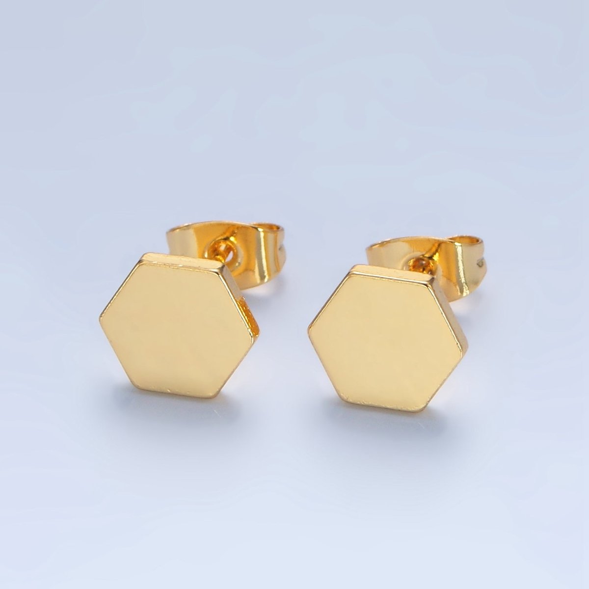 24K Gold Filled Hexagon Minimalist Stud Earrings | AD769