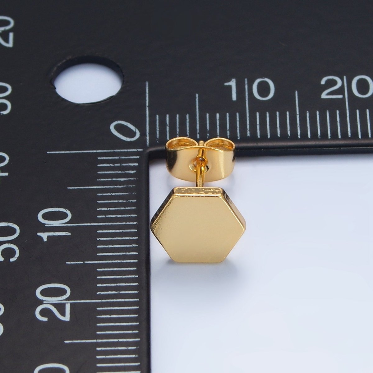 24K Gold Filled Hexagon Minimalist Stud Earrings | AD769