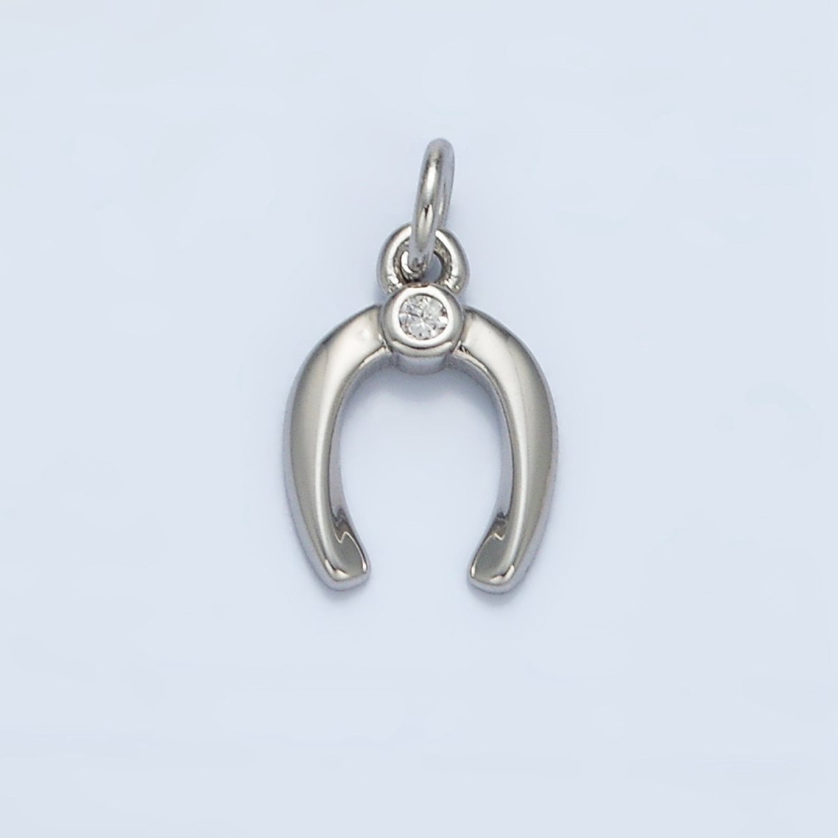 24K Gold Filled Horseshoe Clear CZ Charm in Gold & Silver | X592