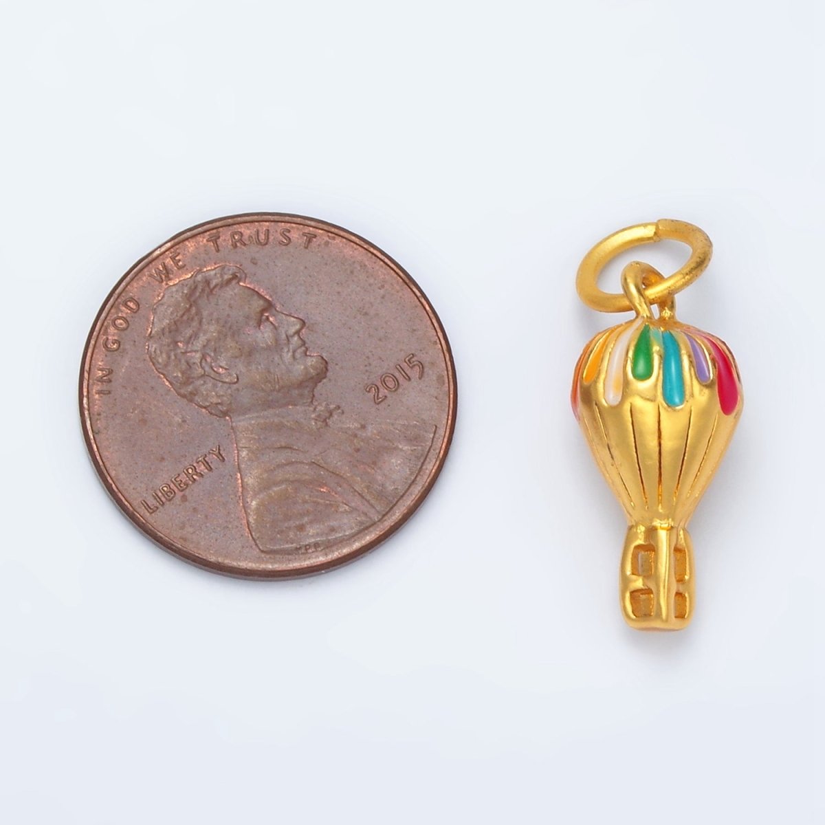 24K Gold Filled Hot Air Balloon Small Enamel Charm | M149