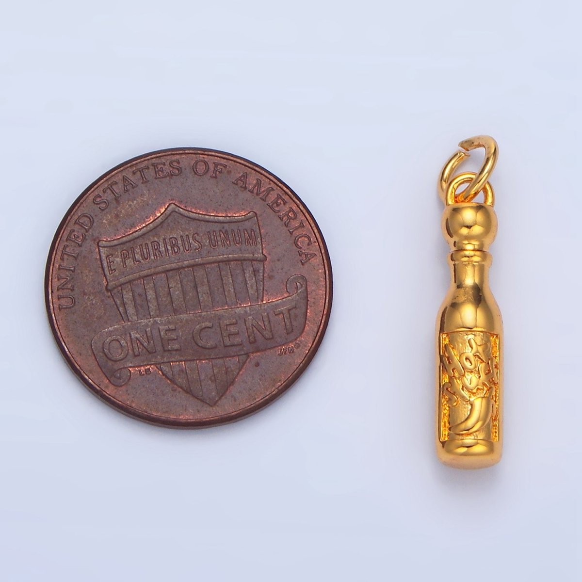 24K Gold Filled "Hot Stuff" Script Spicy Sauce Bottle Charm in Gold & Silver | E679