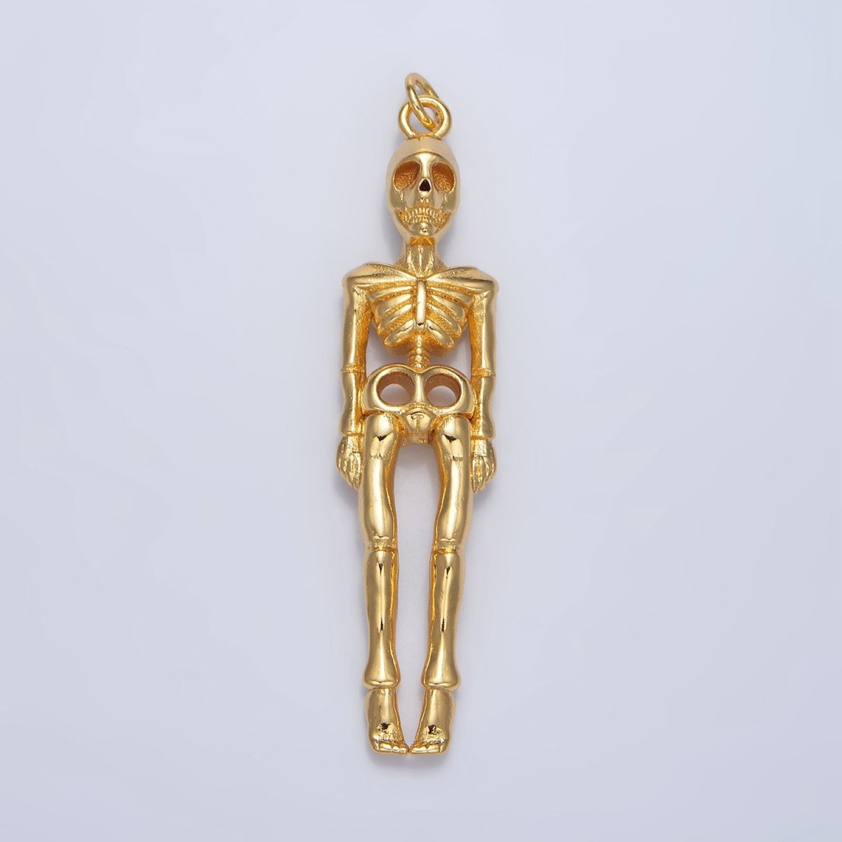 24K Gold Filled Human Skeleton Anatomy Halloween Holiday Charm | X895