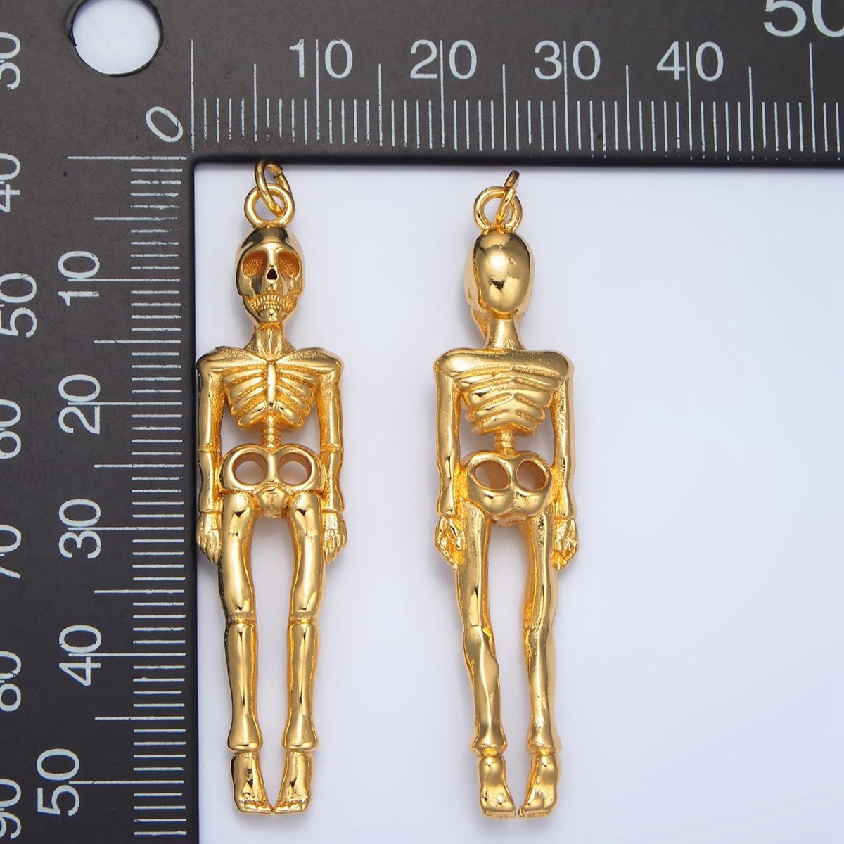 24K Gold Filled Human Skeleton Anatomy Halloween Holiday Charm | X895