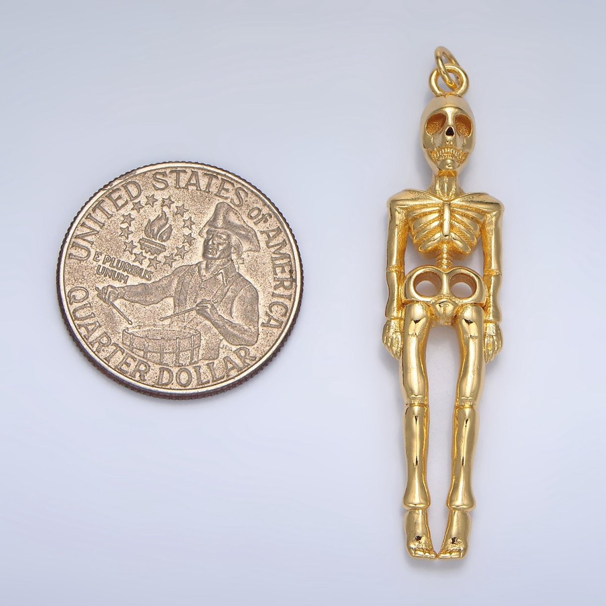 24K Gold Filled Human Skeleton Anatomy Halloween Holiday Charm | X895