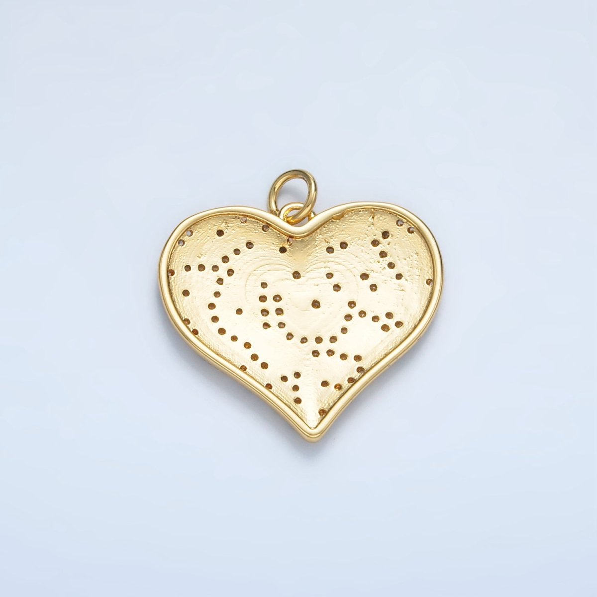 24K Gold Filled Micro Paved CZ Enamel Cheetah Print Heart Charm | M911