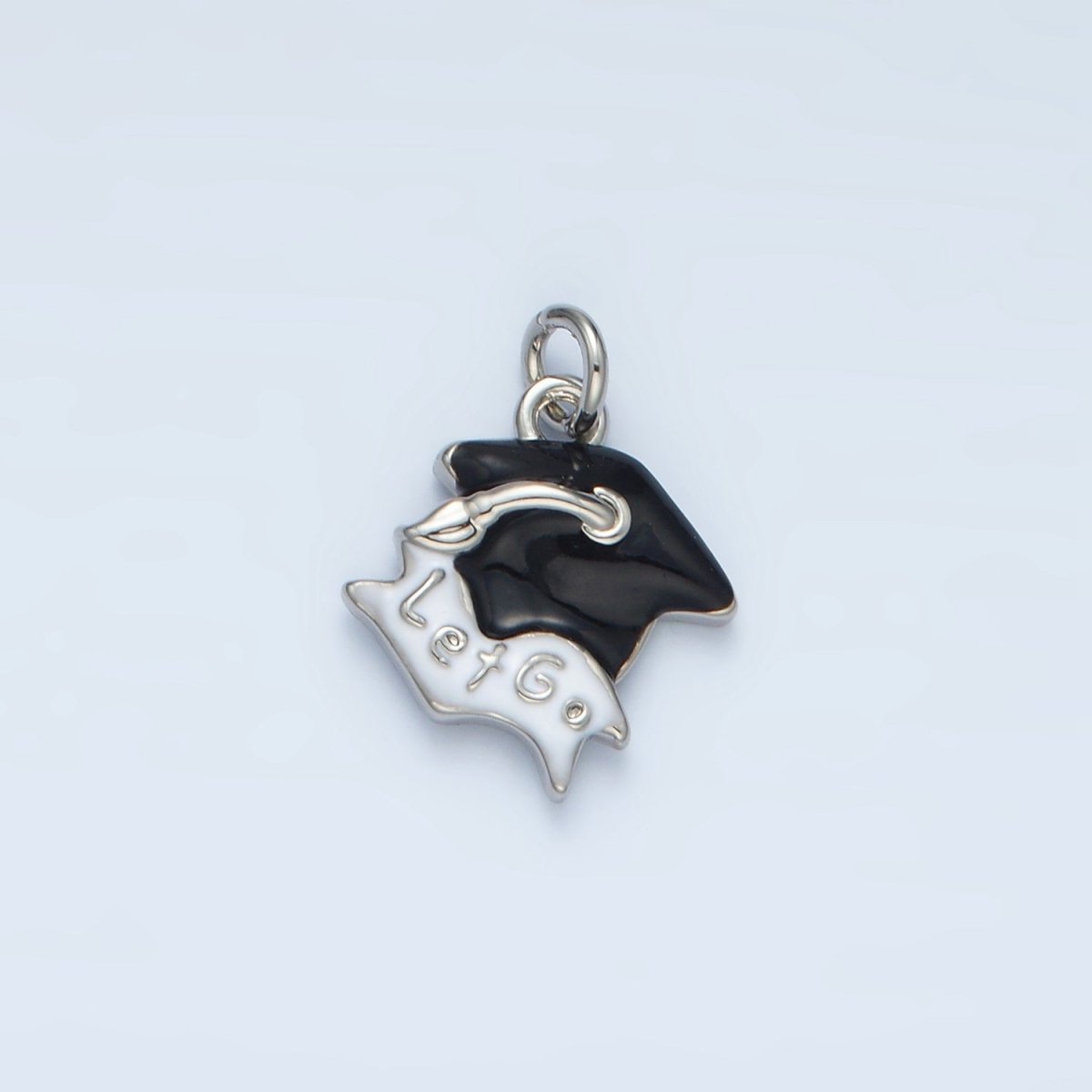 24K Gold Filled "Let's Go" Graduation Cap Charm in Gold & Silver | N737