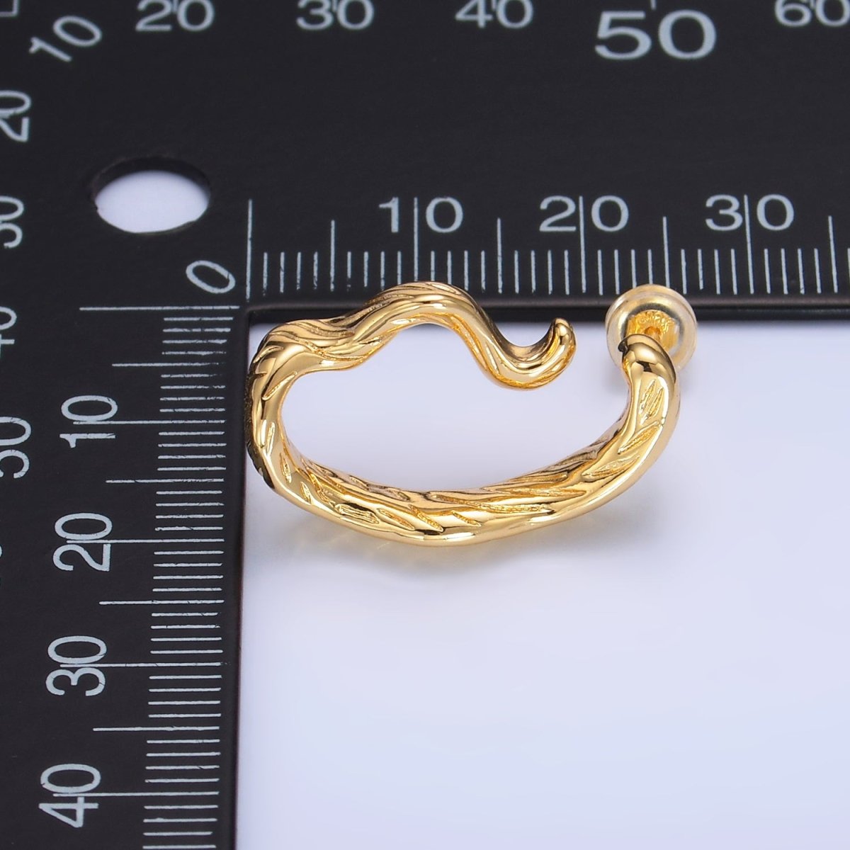 24K Gold Filled Lined-Textured Curled Abstract Band Studs Earrings Set | AB484