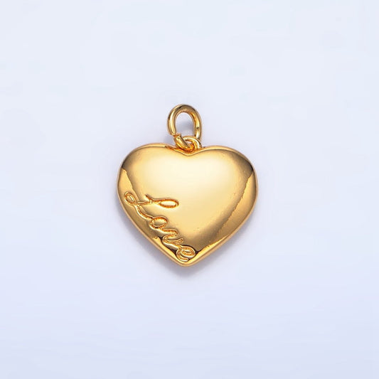 24K Gold Filled "Love" Cursive Script Chubby Heart Multidimensional Charm | X600