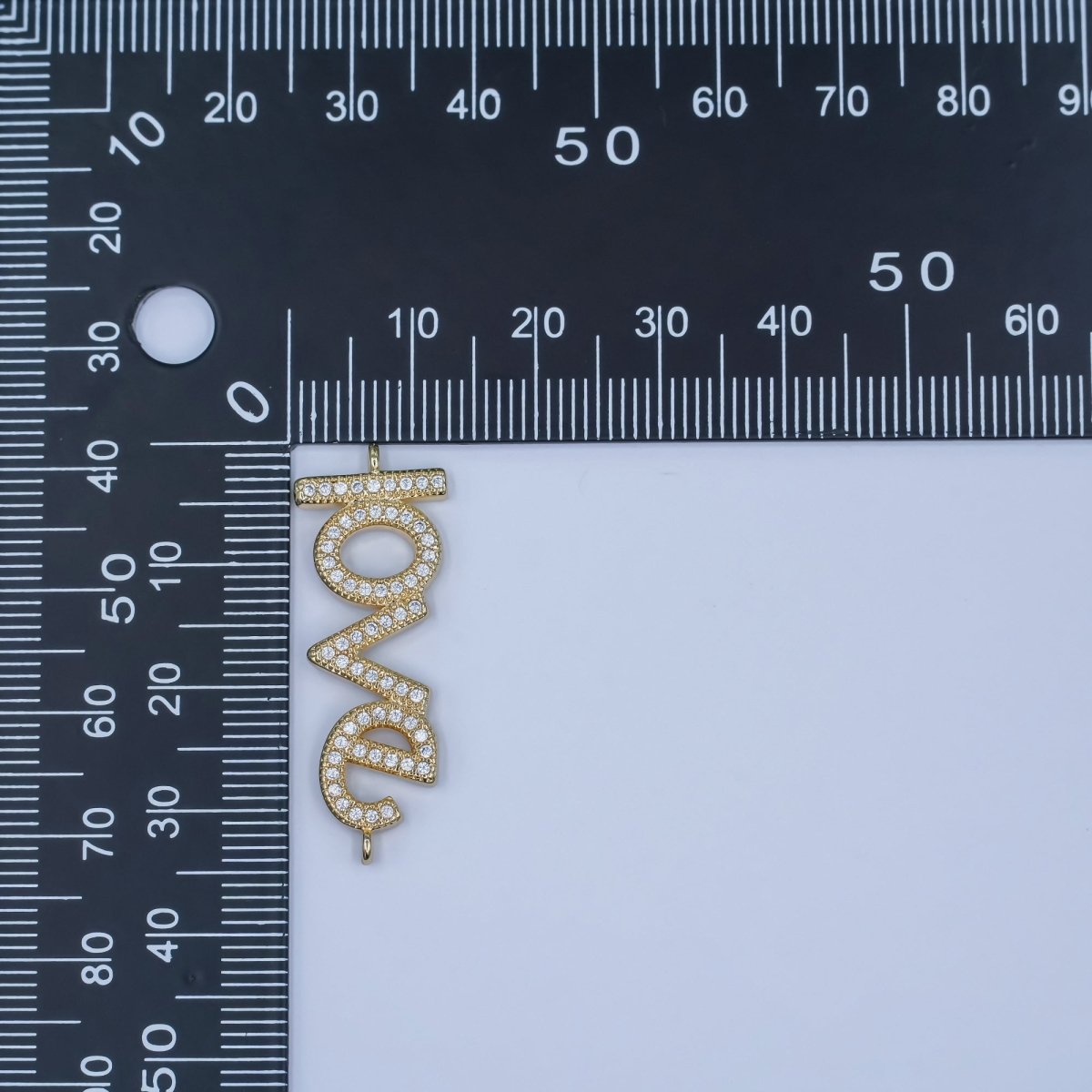 24K Gold Filled "LOVE" Micro Paved CZ Script Connector | Y006