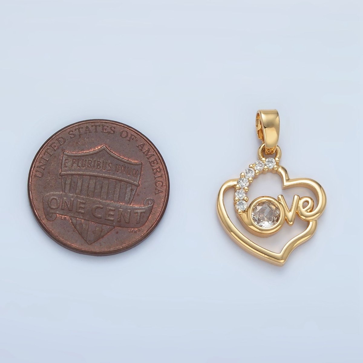 24K Gold Filled "Love" Script CZ Micro Paved Open Pendant | AA875