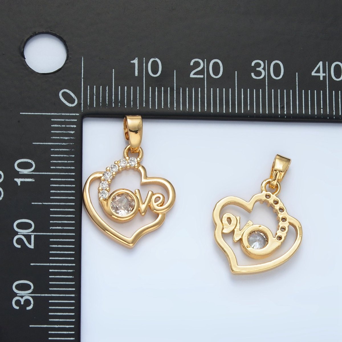 24K Gold Filled "Love" Script CZ Micro Paved Open Pendant | AA875