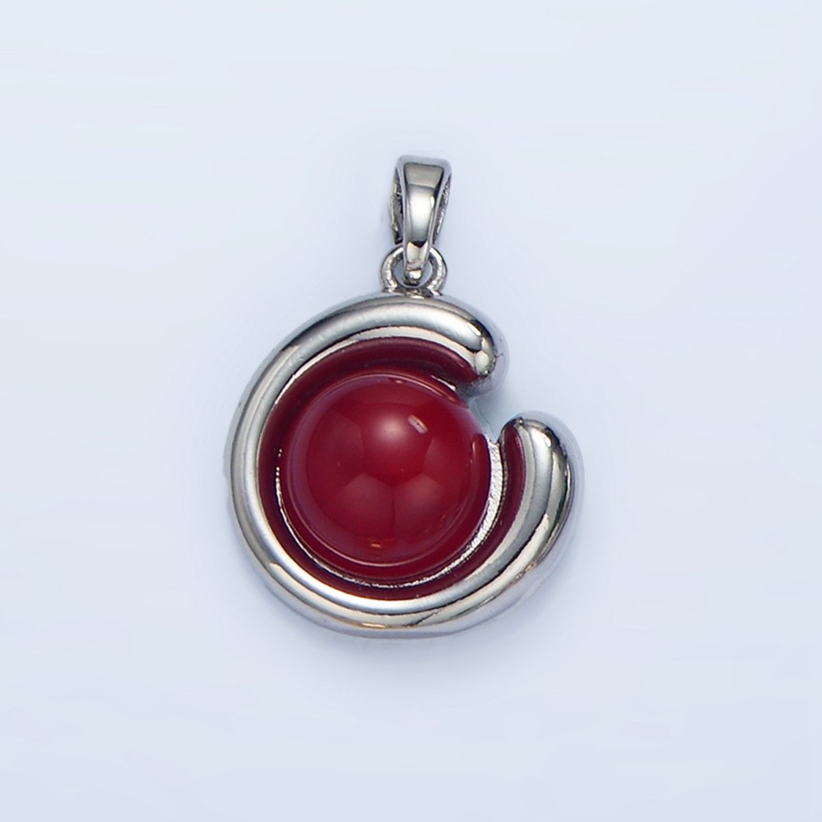 24K Gold Filled Malachite, Carnelian, Aventurine Gemstone Curved Molten Pendant in Gold & Silver | AA976 - AA978