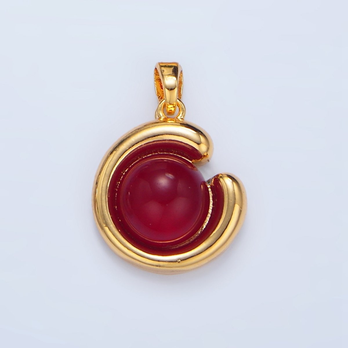 24K Gold Filled Malachite, Carnelian, Aventurine Gemstone Curved Molten Pendant in Gold & Silver | AA976 - AA978