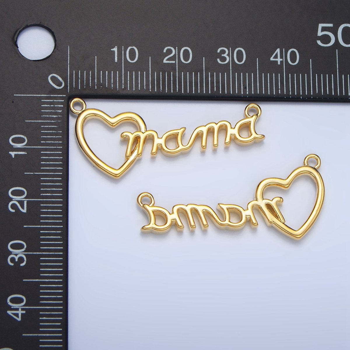24K Gold Filled "MAMA" Heart Script Minimalist Connector | F526