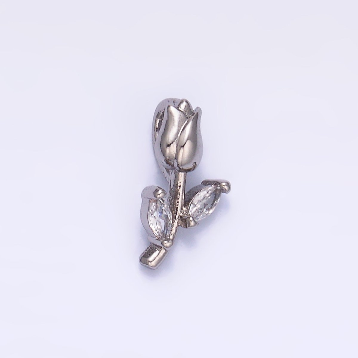 24K Gold Filled Marquise CZ Rose Flower Mini Charm in Gold & Silver | AA1447