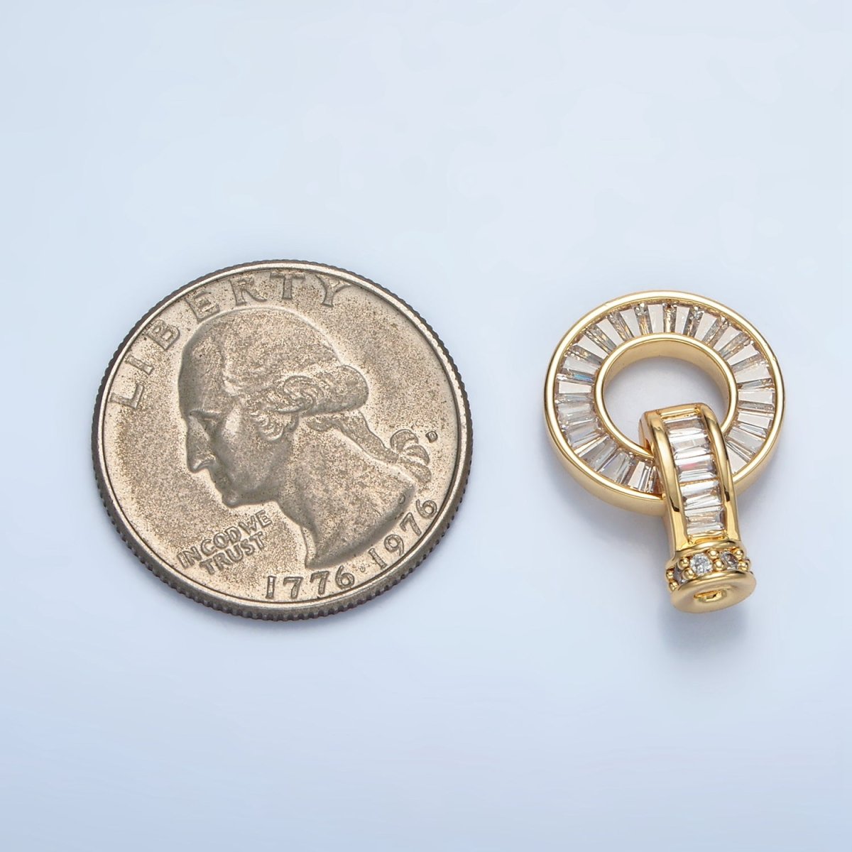 24K Gold Filled Micro Paved CZ Baguette Circular Snap Latch Closure Findings Set | Z874