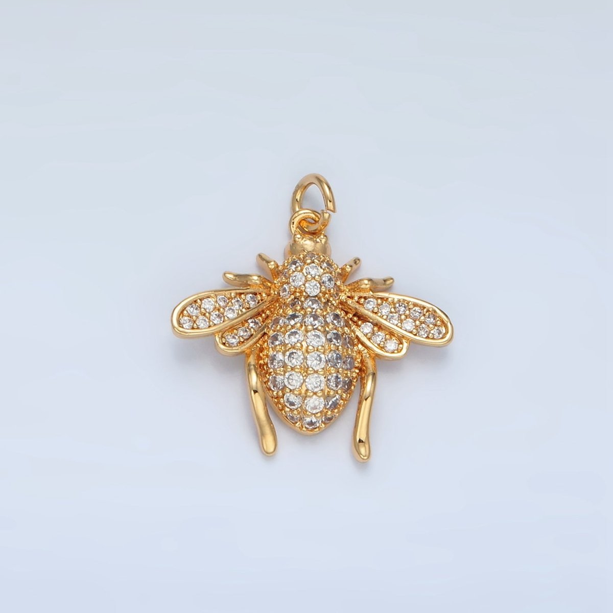 24K Gold Filled Micro Paved CZ Bumble Bee Insect Charm | AG907