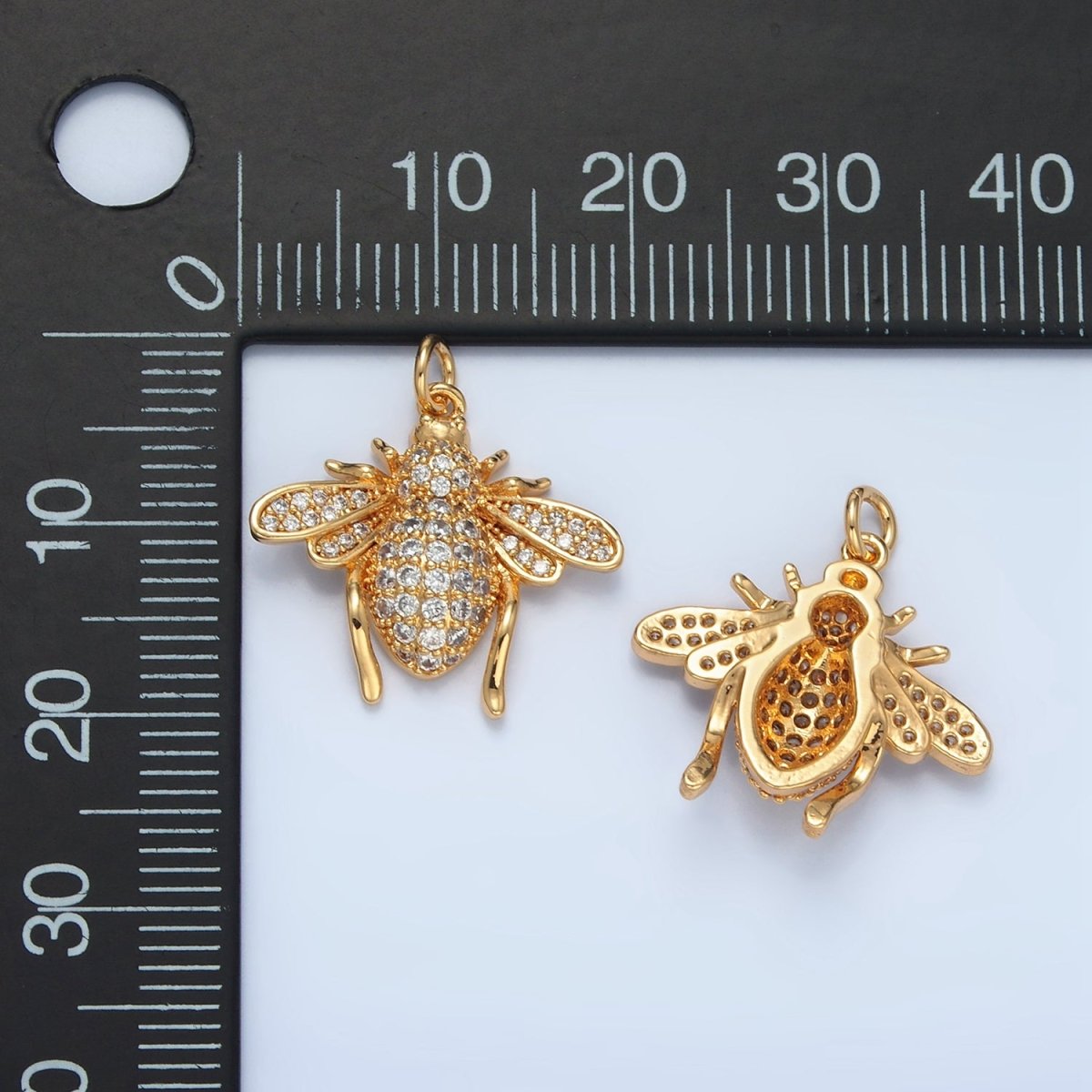24K Gold Filled Micro Paved CZ Bumble Bee Insect Charm | AG907