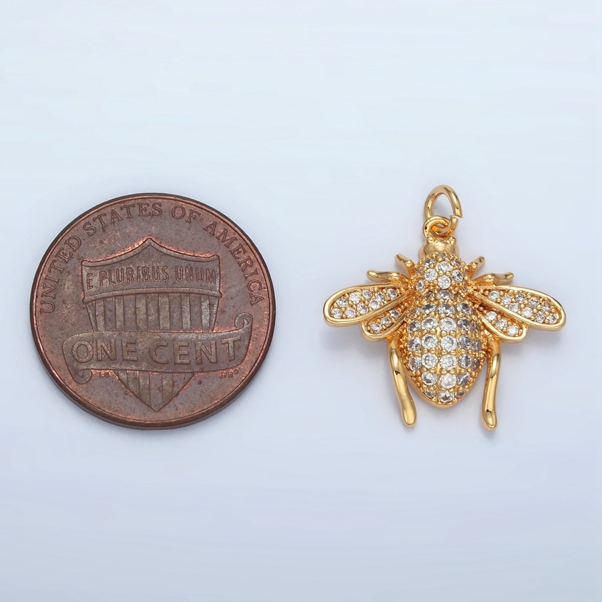 24K Gold Filled Micro Paved CZ Bumble Bee Insect Charm | AG907