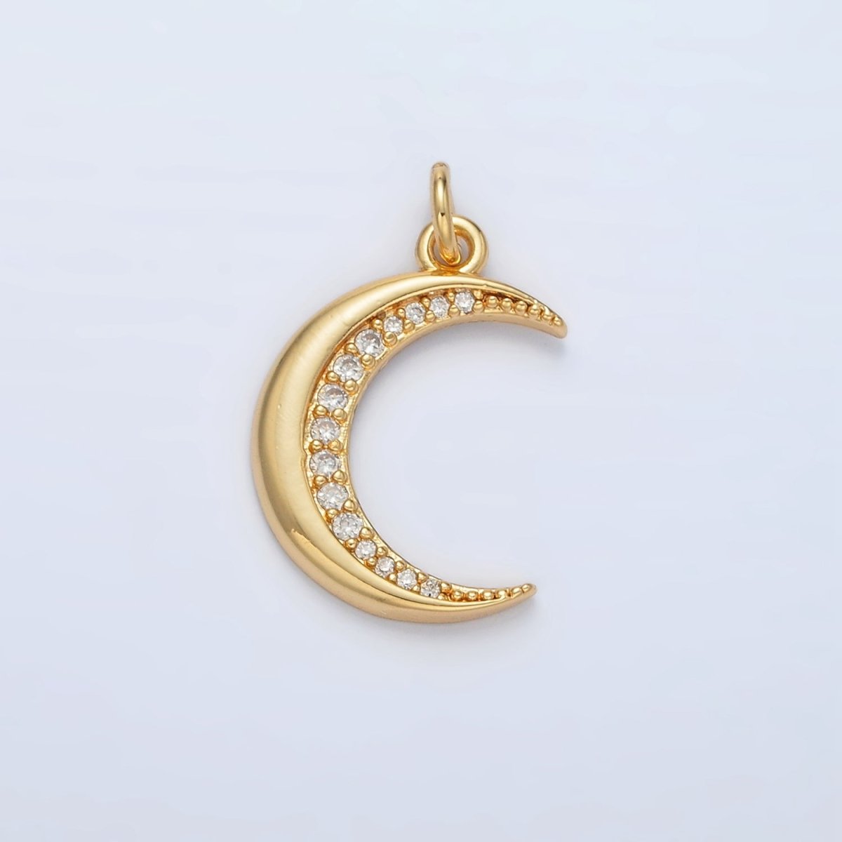 24K Gold Filled Micro Paved CZ Celestial Crescent Moon Charm | D901