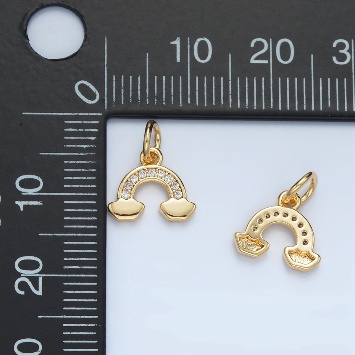 24K Gold Filled Micro Paved CZ Cloudy Rainbow Charm | E850