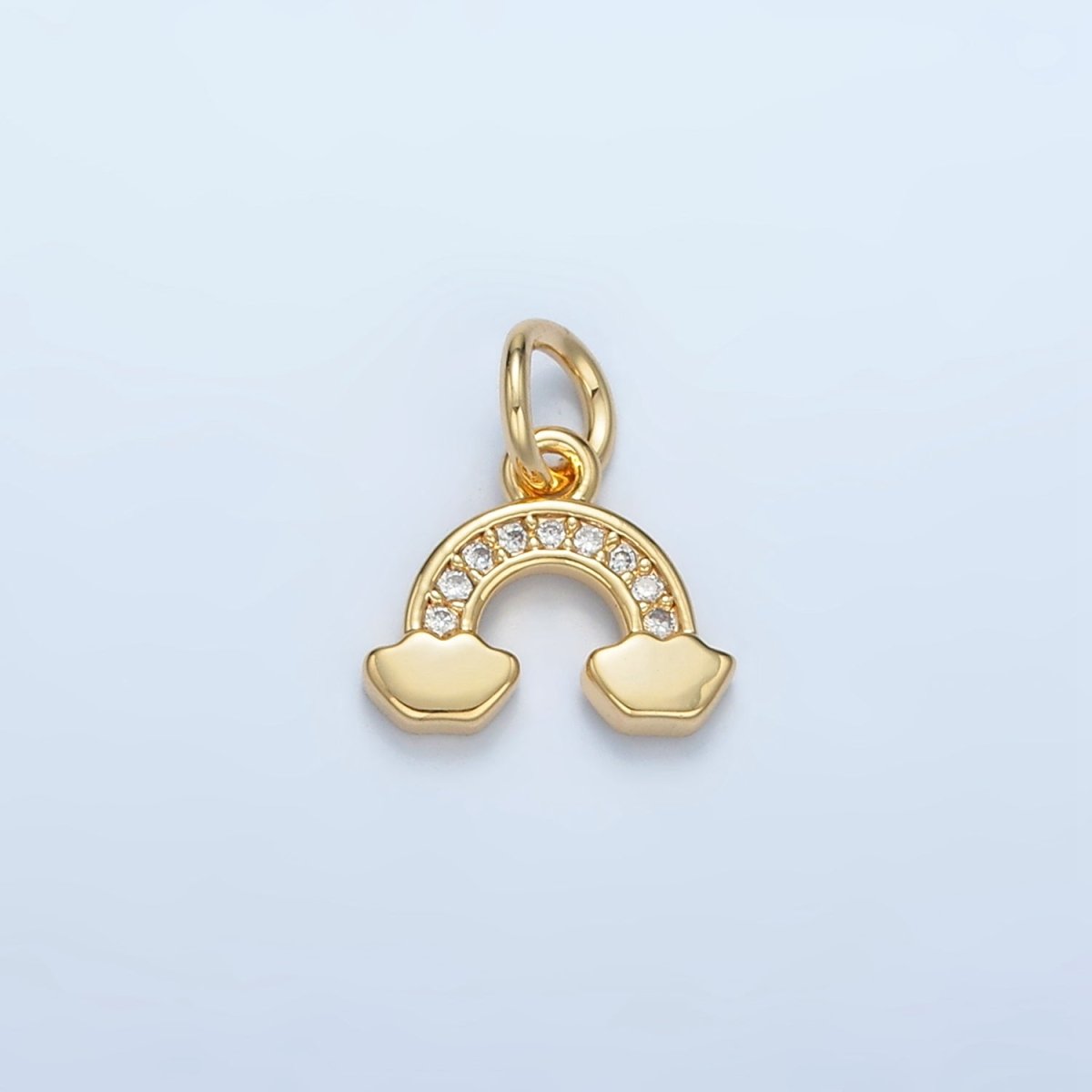 24K Gold Filled Micro Paved CZ Cloudy Rainbow Charm | E850