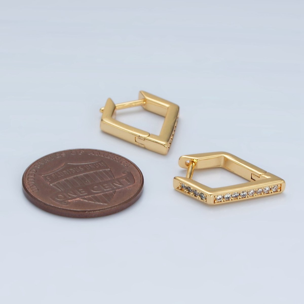 24K Gold Filled Micro Paved CZ Diamond Geometric Hoop Earrings | AB1230