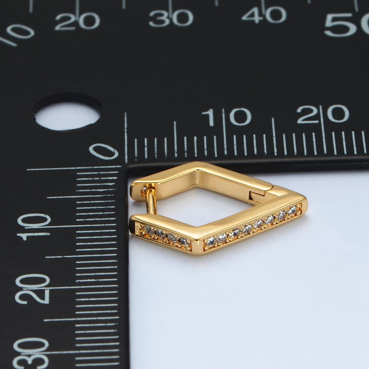 24K Gold Filled Micro Paved CZ Diamond Geometric Hoop Earrings | AB1230