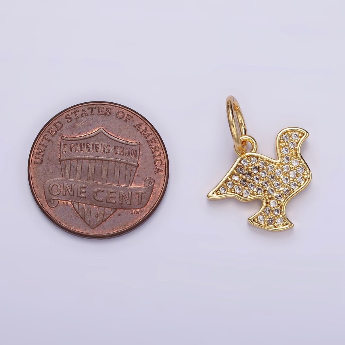 24K Gold Filled Dove Bird Micro Paved CZ Silhouette Charm | D606