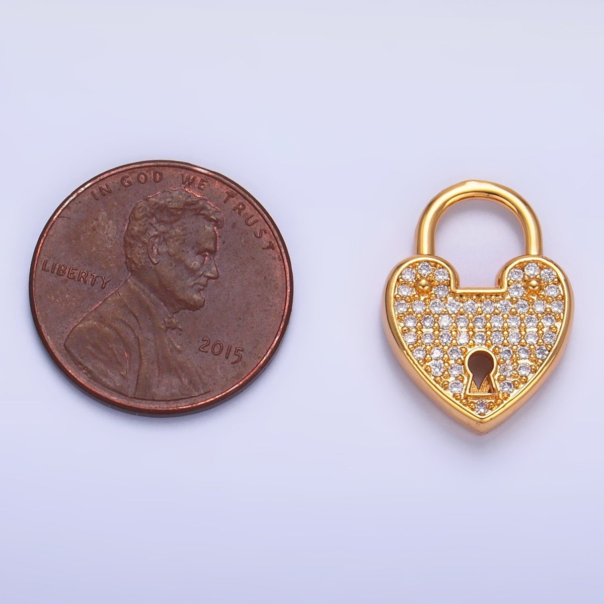 24K Gold Filled Micro Paved CZ Filigree Heart Padlock Findings | Z1030